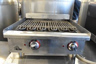 Star Max stainless steel countertop electric grill, dual control knobs, moderate wear, auction label 40 visible.