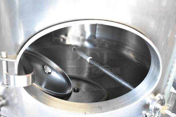 Stainless steel 8.75 BBL beer tax determination tank SV-2, 367-gallon capacity, open lid, interior view, excellent condition.