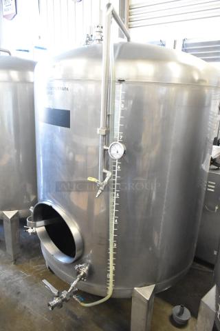 Stainless steel 8.75 BBL beer tax determination tank, 367 gallons. Clear markings, gauge, good condition.
