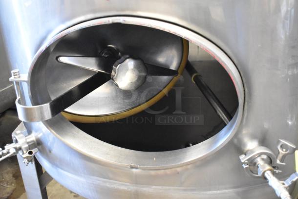 Stainless Steel Commercial 8.75 BBL Clear Beer Tax Determination Tank, open lid, steel construction, excellent condition.
