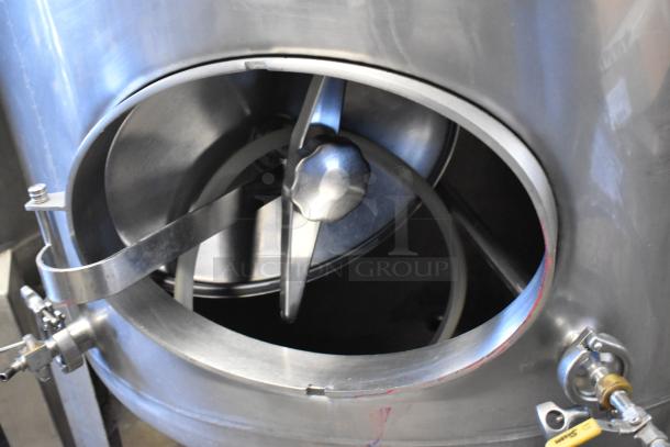 Stainless steel beer tax determination tank, 8.75 BBL, 367 gallons, with clear beer tank, industrial fittings visible.