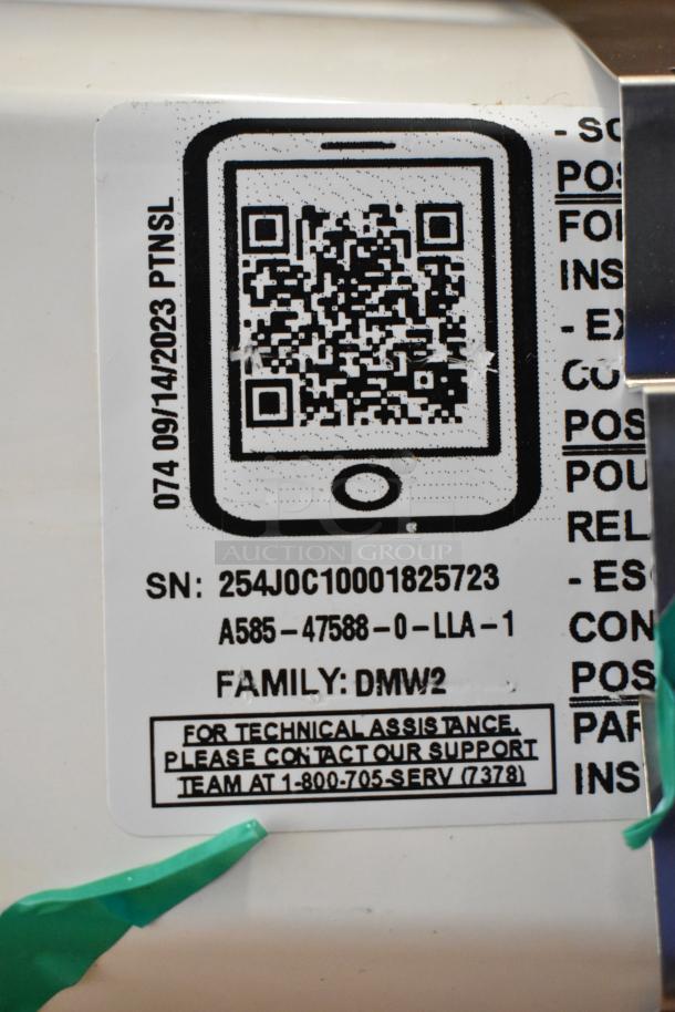 Label with QR code and text displaying serial number 254J0C10001825723 for a Dual Lite emergency light.