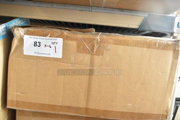 Box of 6 Dual Lite EVHC6IDP-WM LED Emergency Lights, brand new with minor scratches and dents, visible auction tag.