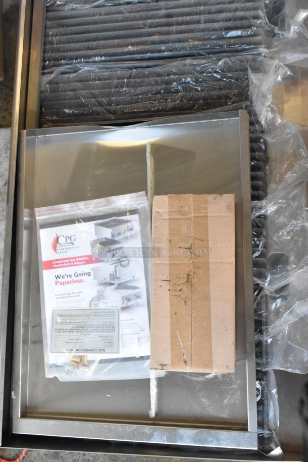 BRAND NEW Cooking Performance Group CPG 351CRCPG48NL charbroiler, stainless steel, 160,000 BTU, natural gas, includes manuals.