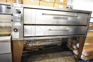 Bakers Pride 4151 Stainless Steel Commercial Natural Gas Powered Single Deck Pizza Oven on Legs. 70,000 BTU. - Item #1226617