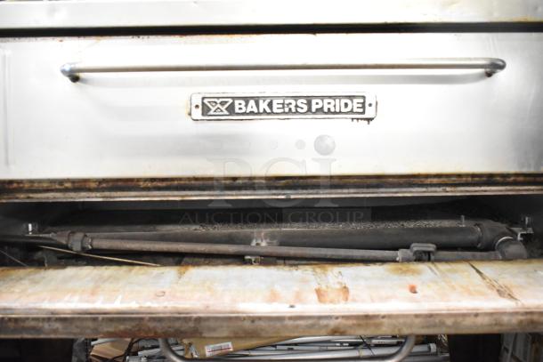 Bakers Pride 4151 single deck pizza oven, stainless steel, natural gas, 70,000 BTU, with visible brand label on front.