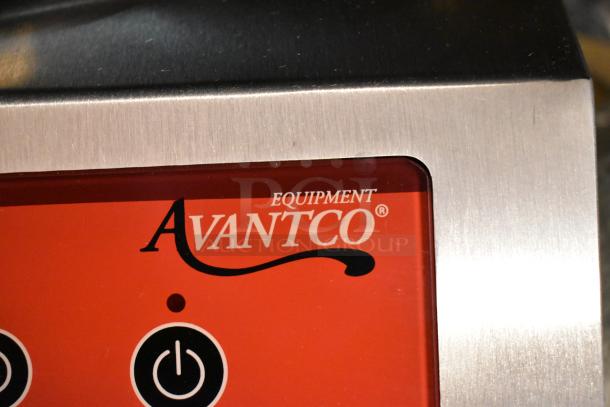 Brand new Avantco 177IWC35 stainless steel induction wok cooker, 208-240V, 1 Phase, scratch and dent condition, power symbol.