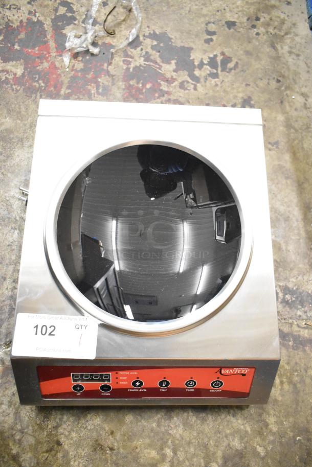 Avantco 177IWC35 stainless steel induction wok cooker, brand new with scratches, 208-240V, 1 phase, red control panel.