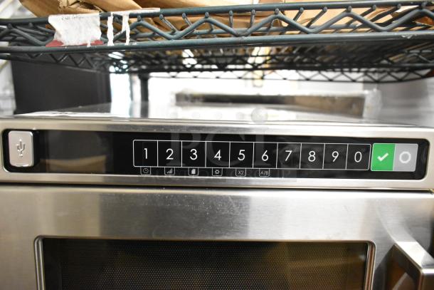 BRAND NEW Amana HDC182 stainless steel commercial microwave, push button controls, minor scratches, 208/240V, 1 phase.