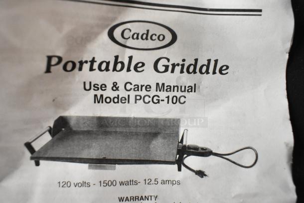 Cadco PCG-10C countertop griddle, 21"x12", 120V, 1 Phase. New with manual, minor scratches and dents visible.
