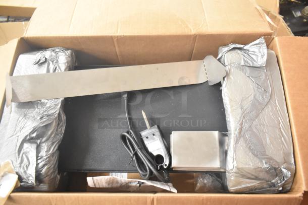 Cadco PCG-10C electric griddle, 21"x12", light-duty, 120V, 1 phase, scratch and dent, unopened packaging, includes power cord.