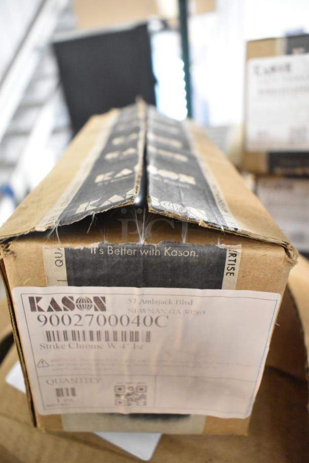 Kason box with label showing item code 9002700040C, indicating new scratch and dent Kason door hinge and release handle.