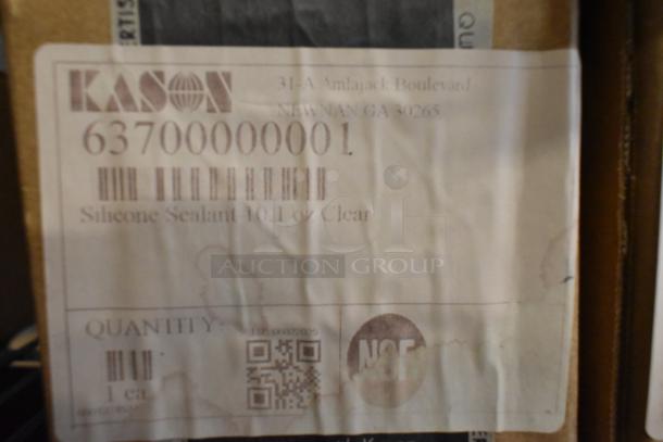 Kason label for silicone sealant, 10.1 oz clear, showing barcode and NSF marking. New, scratch and dent condition.
