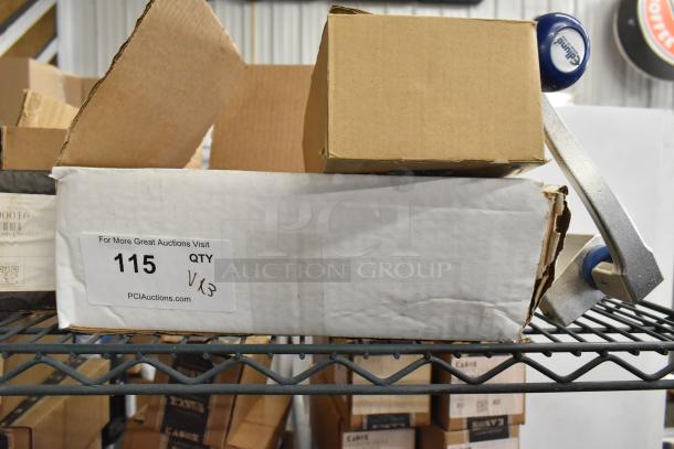 Box with label "For More Great Auctions Visit PCIAuctions.com." Contains metal can opener and microphone. Quantity 3.