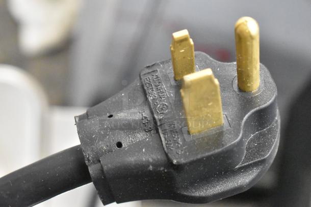 Close-up of power plug for 2025 Avantco 177HWD10D 10 Gallon Bulk Hot Water Dispenser. 208/240 Volts, 1 Phase.