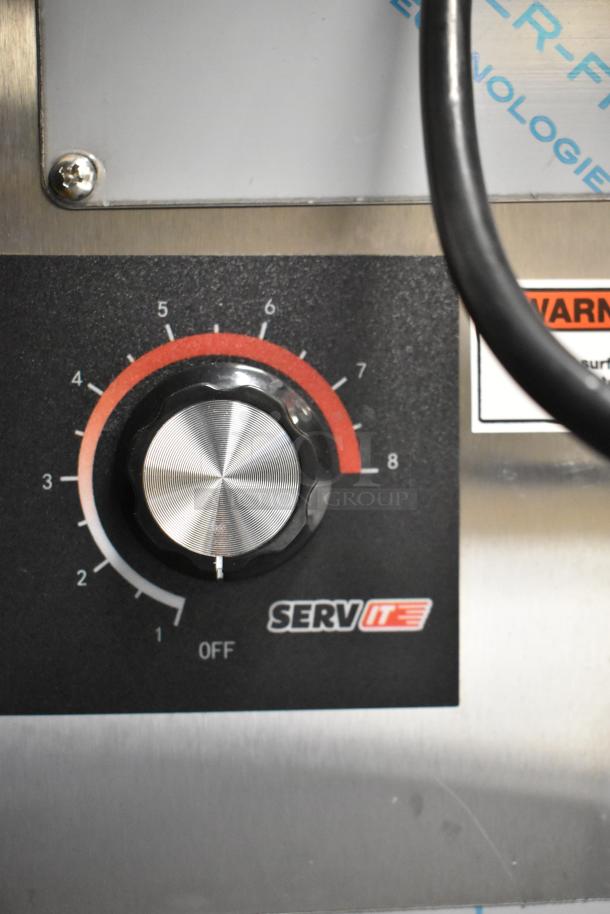BRAND NEW 2025 ServIt 423TCW46 chip warmer dial, showing settings 1-8, with ServIt logo. Stainless steel, 120V, 1 phase.