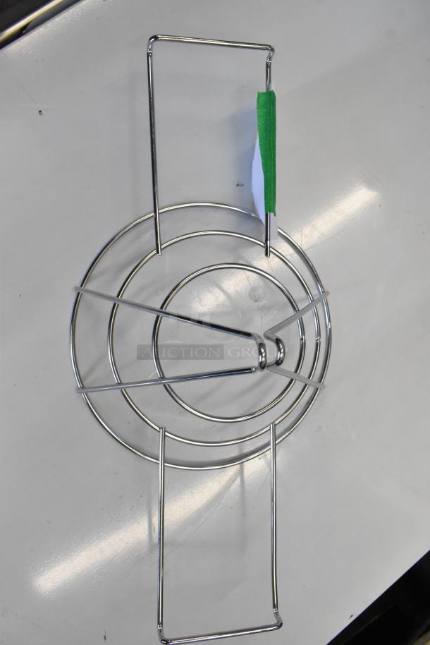 Fryclone 10" chrome-plated steel fryer oil cone filter holder, model 259FLTHOLD10, new condition.