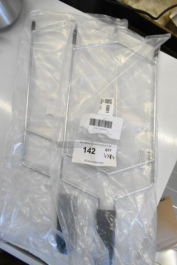 Packaged Fryclone Oil Filter Bag Holder Frames, model 259FLTRFRM1, two pieces, new condition with labels visible.