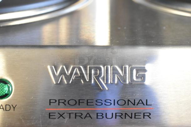 Brand new 2023 Waring WDB600 double burner range, 120V, 1 phase. Features "Professional Extra Burner" label.