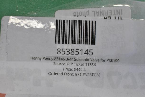 BRAND NEW Henny Penny 85145 3/4" Solenoid Valve for PXE100, scratch and dent condition, price $449.4.