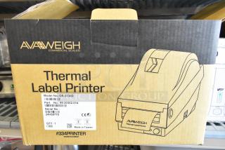 BRAND NEW SCRATCH AND DENT AvaWeigh Thermal Label Printer for scales, model OS-2130D, includes labels, made in Taiwan.