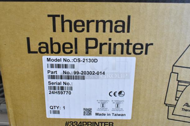 BRAND NEW SCRATCH AND DENT! AvaWeigh 334PRINTER Thermal Label Printer, Model OS-2130D, includes labels, made in Taiwan.