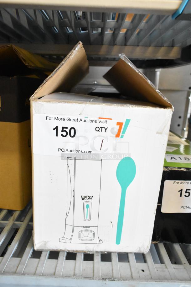 Brand new WeGo! Spoon Utensil Bundle in open box, slight cosmetic dents. Includes qty 150. Visit PCIAuctions.com.