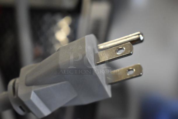 Power plug of the Solwave 180MW1000D Stainless Steel Commercial Microwave, new with minor scratches. 120 Volts, 1 Phase.