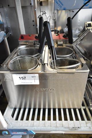 BRAND NEW SCRATCH AND DENT! 2024 Avantco 177PC102 Stainless Steel 2 Gallon / 8 Liter Electric Countertop Two Section Pasta Cooker. 120 Volts, 1 Phase. - Item #1226679