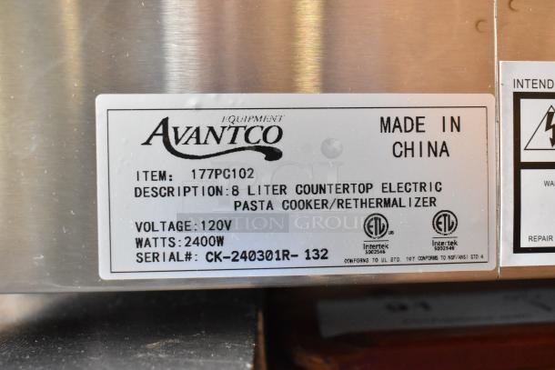 BRAND NEW! Avantco 177PC102 Stainless Steel 2 Gallon Electric Pasta Cooker, 120V, 2400W. Scratch and dent condition.