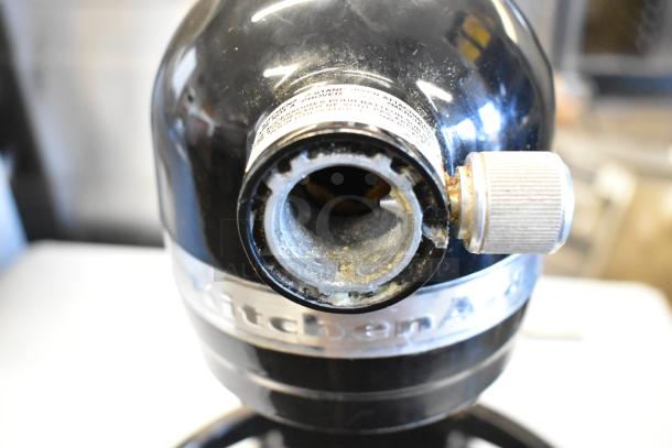 KitchenAid KSM8990OB black 8 Qt mixer, visible wear, cut power cord. Bowl lift model, 120V, 1 Phase, unable to test.