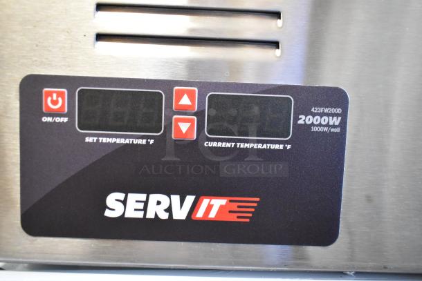 Brand new ServIt 423FW200D stainless steel dual well electric food warmer with digital controls, 2000W, 120V.
