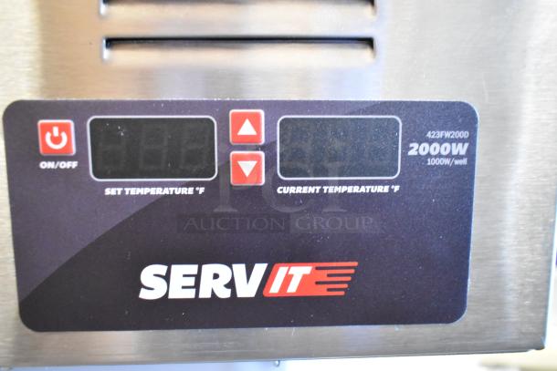 BRAND NEW 2025 ServIt 423FW200D Stainless Steel Dual Well Electric Food Warmer, digital controls, 120V, 1 Phase.
