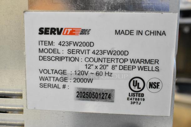 ServIt 423FW200D dual well electric food warmer, stainless steel, 12"x20", 120V, digital controls, UL and NSF listed.