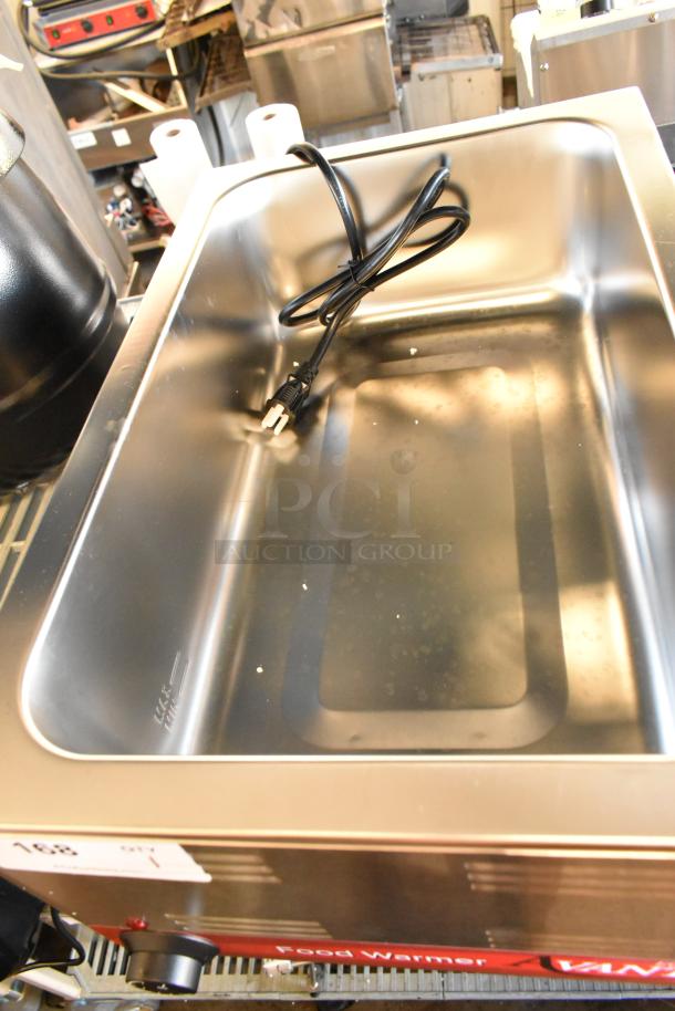 Brand new Avantco 177W50 stainless steel electric food warmer, 12"x20", 120V, with minor scratches.
