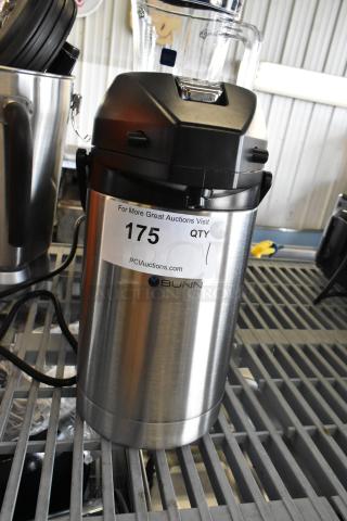 Brand new Bunn 32125.0000 2.5L stainless steel airpot with minor scratches; labeled for auction as item 175.