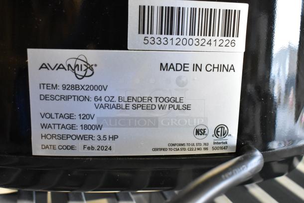 BRAND NEW AvaMix 928BX2000V blender, 3.5 hp, 64 oz. Tritan™ container, scratch & dent, toggle, variable speed, 120V.