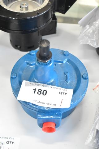 Brand new Blackmer 210A hand-operated drum pump, blue, labeled "180 Qty" for auction, some surface imperfections visible.