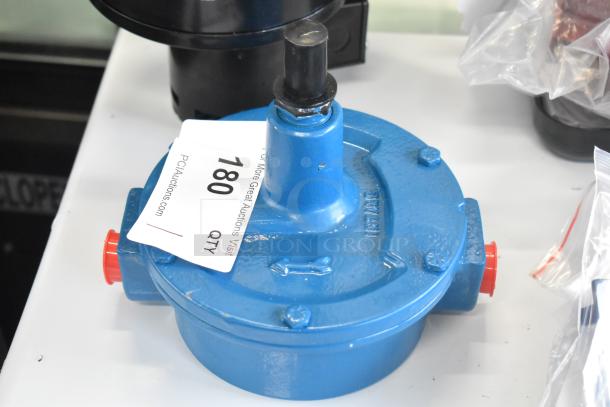 Brand new Blackmer 210A hand-operated drum pump, blue, with minor scratches. Auction tag indicates item number 180.