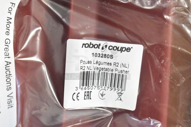 Robot Coupe 103280S R2 NL Vegetable Pusher, scratch and dent, brand new, clear labeling with barcode and certification marks.