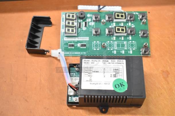 New Galaxy 177PGSM352 controller for 2-bowl slushy machines, 110V, model Slushy-2S, labeled, with visible electronic components.