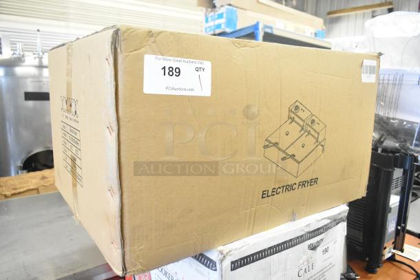 BRAND NEW KI02057 Stainless Steel 2 Bay Fryer, still in box. Electric, minor exterior box wear, commercial grade. Marked 189 QTY 1.