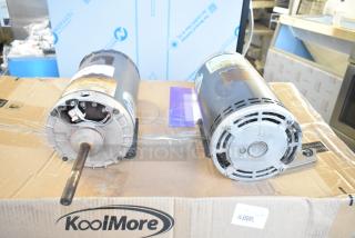 Two US Motors condenser fan motors, used. Visible labels with specifications. auction item, sold as pair.