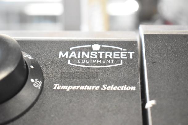 BRAND NEW Mainstreet 177F20E stainless steel dual tank electric fryer with temperature selection dial, 110V, 1 phase.