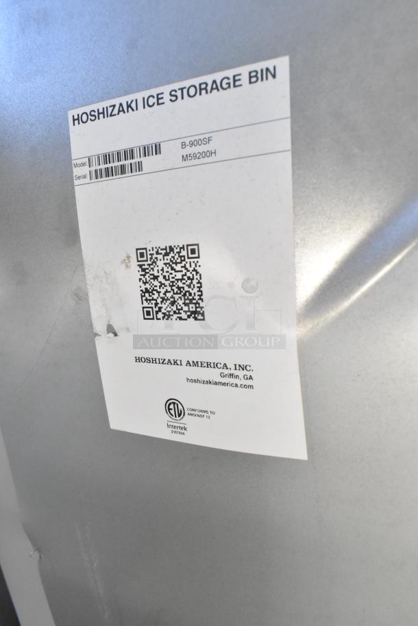 2022 Hoshizaki B-900SF Stainless Steel Ice Storage Bin, 52", 900 lb capacity, scratch and dent condition, model tag visible.