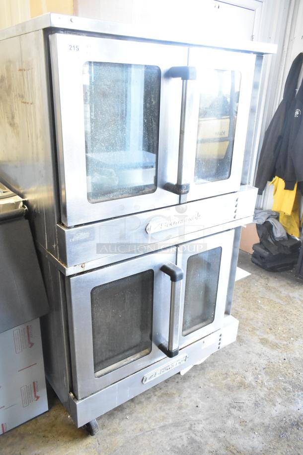 Southbend SL Series stainless steel convection oven, two view-through doors, thermostatic controls, commercial casters.
