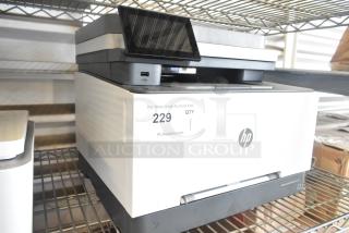 2025 HP Countertop Printer, 110-127V, 1 Phase, in clean condition with visible USB port and auction label 229.