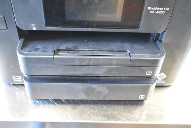 Epson WF-4830 Wireless All-in-One Inkjet Printer, good condition, visible paper trays and model label.