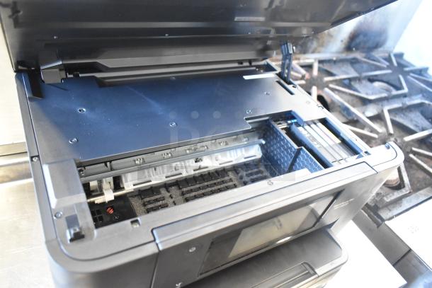 Epson WF-4830 Wireless All-in-One Inkjet Printer, open view showing ink cartridge compartment. Excellent condition.