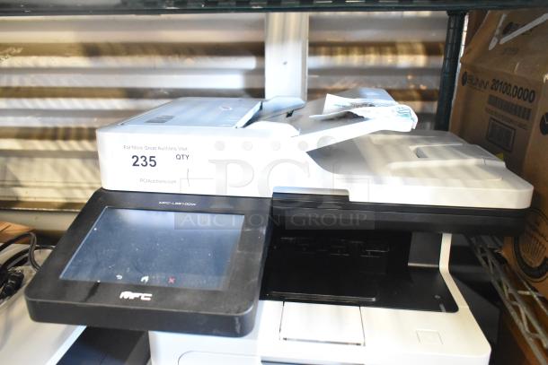 Brother MFC-L6810DW countertop printer, touchscreen display, white, used condition, auction lot 235, PCIauctions.com label attached.